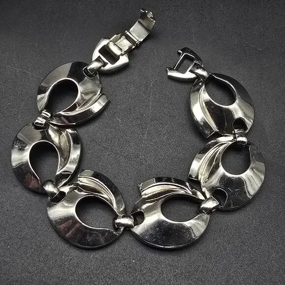 Tara Silver Tone Bracelet Vintage Jewelry Circle Open Links - Picture 2 of 10